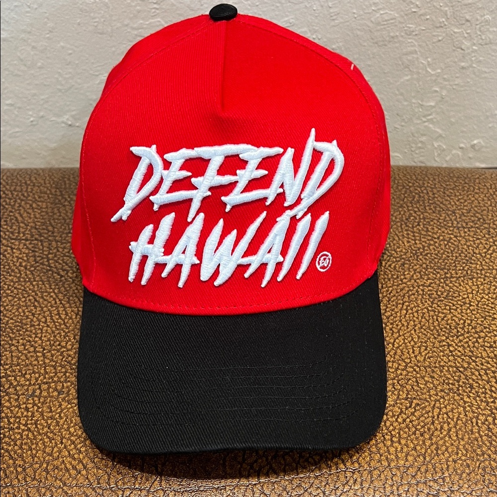 Brand New Defend Hawaii Marcher Red, White & Black A-Frame SnapBack Baseball Cap